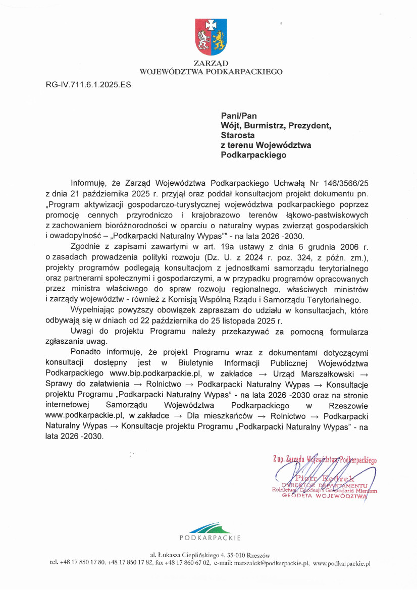 Pismo dot. konsultacji