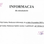 Informacja o zmianie godzin pracy Urzędu Gminy w Skołyszynie w dniu 24.12.2019 r.